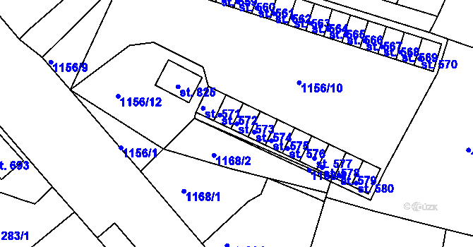 Parcela st. 573 v KÚ Hazlov, Katastrální mapa