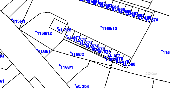 Parcela st. 574 v KÚ Hazlov, Katastrální mapa