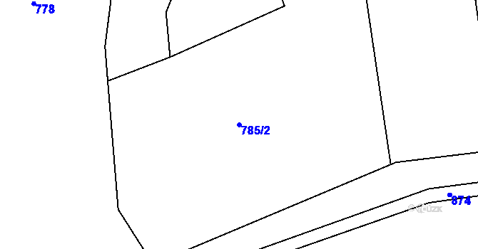 Parcela st. 785/2 v KÚ Hazlov, Katastrální mapa