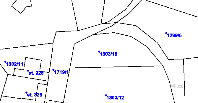 Parcela st. 1303/18 v KÚ Hazlov, Katastrální mapa