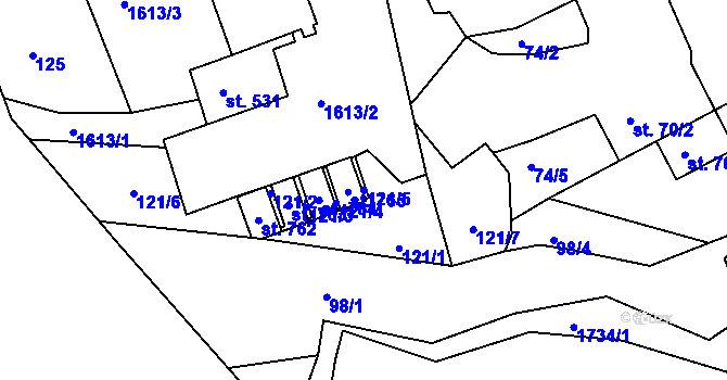 Parcela st. 121/5 v KÚ Hazlov, Katastrální mapa