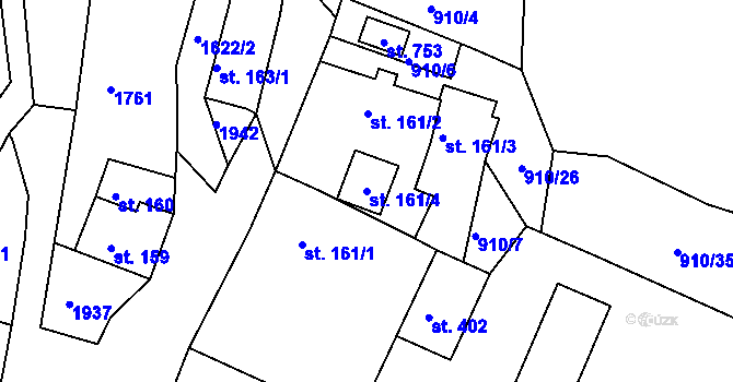 Parcela st. 161/4 v KÚ Hazlov, Katastrální mapa