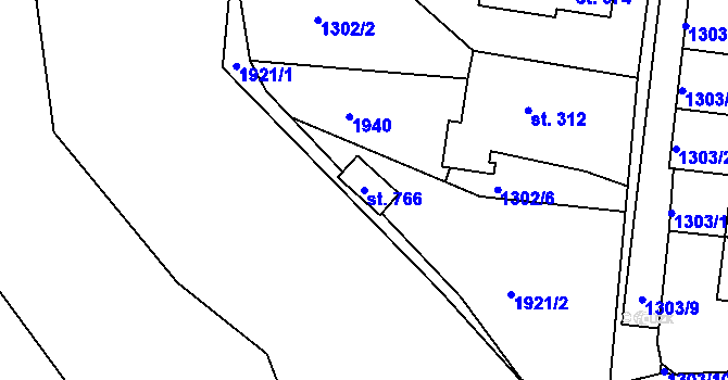 Parcela st. 766 v KÚ Hazlov, Katastrální mapa