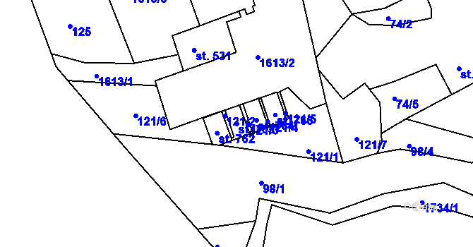Parcela st. 763 v KÚ Hazlov, Katastrální mapa