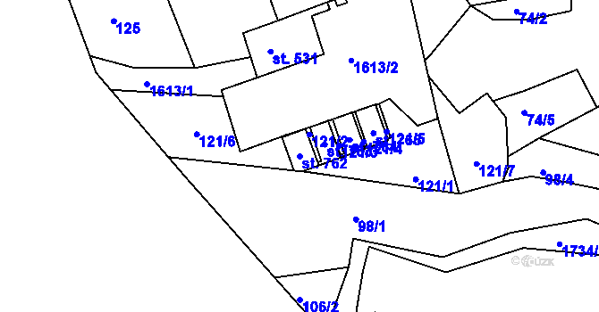 Parcela st. 762 v KÚ Hazlov, Katastrální mapa