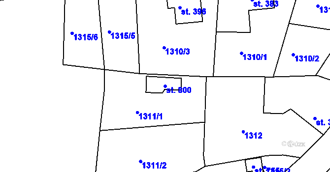 Parcela st. 800 v KÚ Hazlov, Katastrální mapa