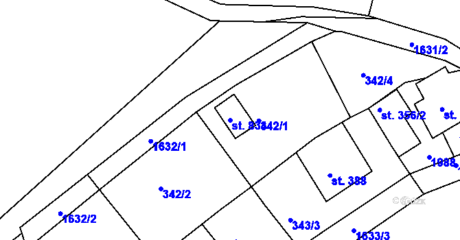 Parcela st. 834 v KÚ Hazlov, Katastrální mapa