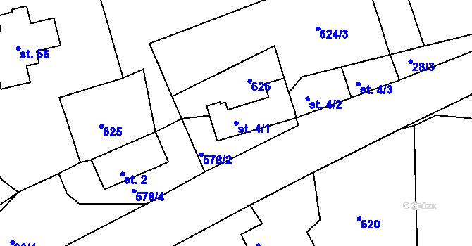 Parcela st. 4/1 v KÚ Lipná u Hazlova, Katastrální mapa