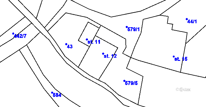 Parcela st. 12 v KÚ Lipná u Hazlova, Katastrální mapa