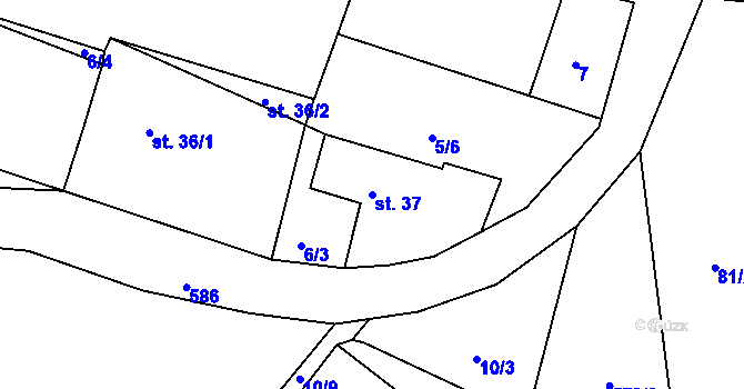 Parcela st. 37 v KÚ Lipná u Hazlova, Katastrální mapa