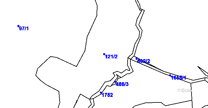 Parcela st. 121/2 v KÚ Lipná u Hazlova, Katastrální mapa