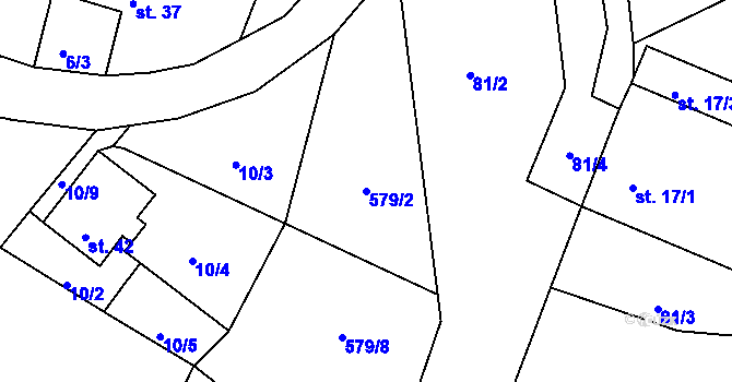 Parcela st. 579/2 v KÚ Lipná u Hazlova, Katastrální mapa