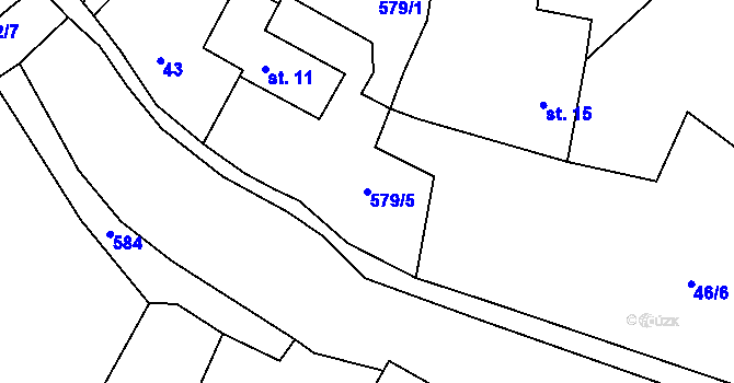 Parcela st. 579/5 v KÚ Lipná u Hazlova, Katastrální mapa