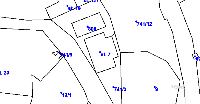 Parcela st. 7 v KÚ Polná u Hazlova, Katastrální mapa