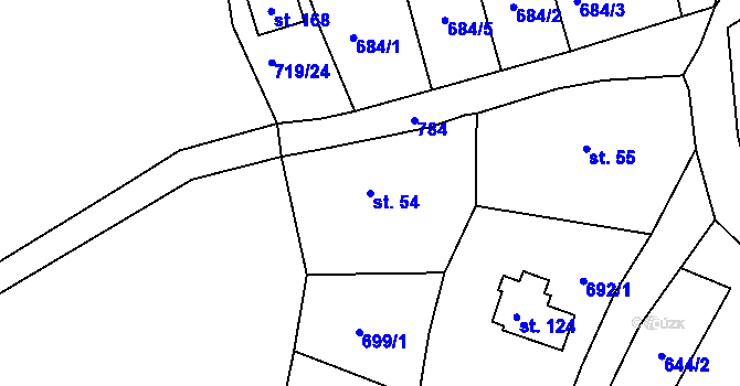 Parcela st. 54 v KÚ Polná u Hazlova, Katastrální mapa
