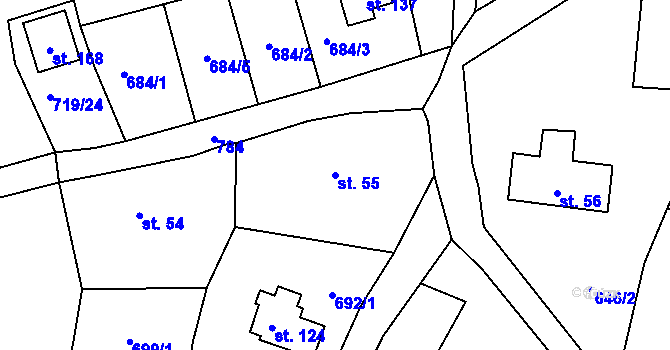 Parcela st. 55 v KÚ Polná u Hazlova, Katastrální mapa
