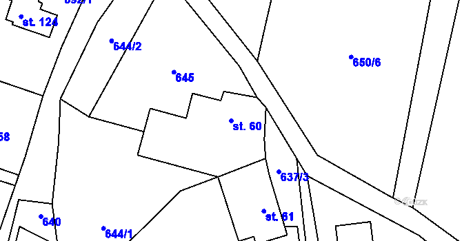 Parcela st. 60 v KÚ Polná u Hazlova, Katastrální mapa