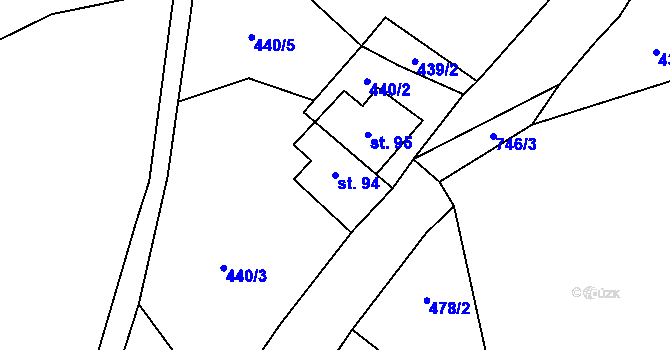 Parcela st. 94 v KÚ Polná u Hazlova, Katastrální mapa