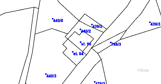 Parcela st. 95 v KÚ Polná u Hazlova, Katastrální mapa