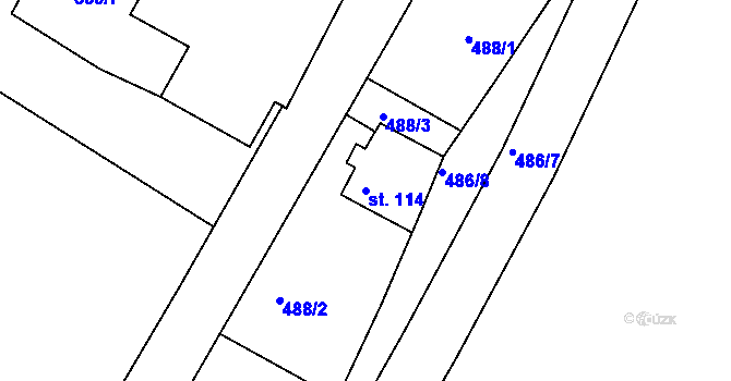 Parcela st. 114 v KÚ Polná u Hazlova, Katastrální mapa
