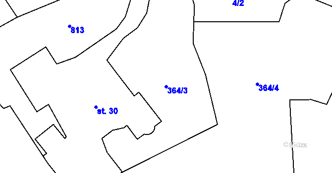 Parcela st. 364/3 v KÚ Polná u Hazlova, Katastrální mapa
