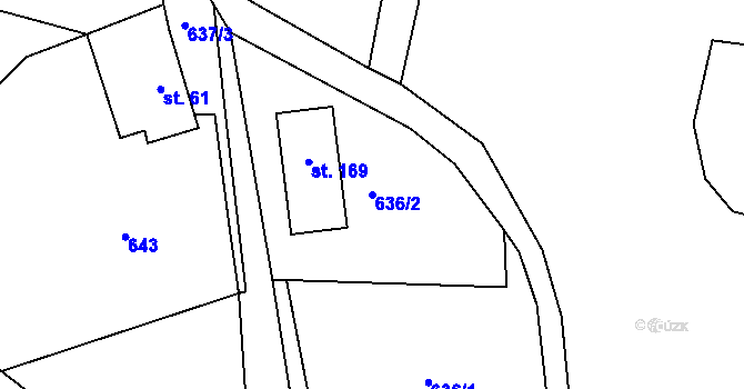 Parcela st. 636/2 v KÚ Polná u Hazlova, Katastrální mapa