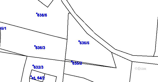 Parcela st. 636/5 v KÚ Polná u Hazlova, Katastrální mapa
