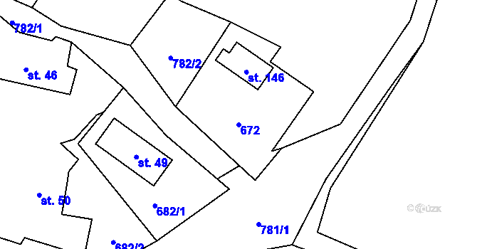 Parcela st. 672 v KÚ Polná u Hazlova, Katastrální mapa