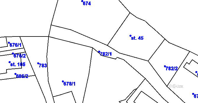 Parcela st. 782/1 v KÚ Polná u Hazlova, Katastrální mapa
