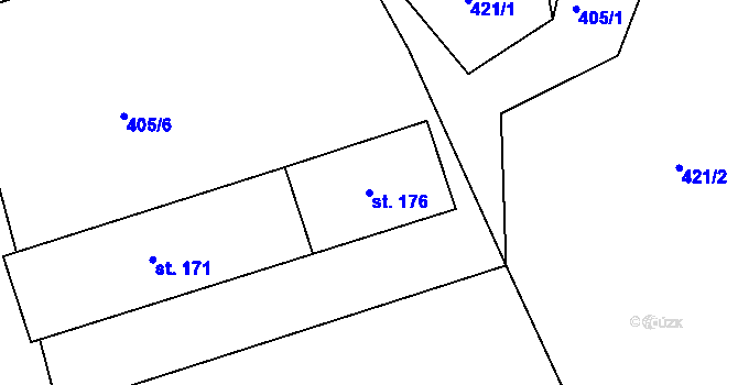 Parcela st. 176 v KÚ Polná u Hazlova, Katastrální mapa