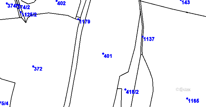 Parcela st. 401 v KÚ Skalka u Hazlova, Katastrální mapa