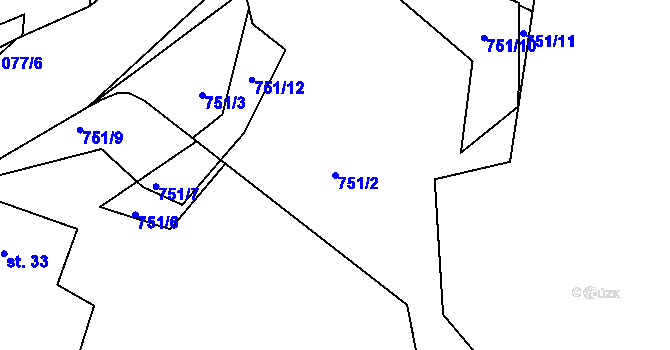 Parcela st. 751/2 v KÚ Skalka u Hazlova, Katastrální mapa
