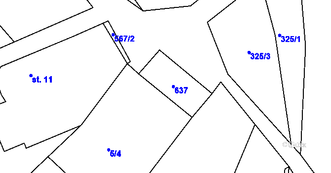 Parcela st. 12/2 v KÚ Táborská, Katastrální mapa