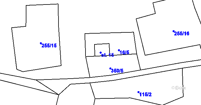 Parcela st. 15 v KÚ Otov u Hazlova, Katastrální mapa