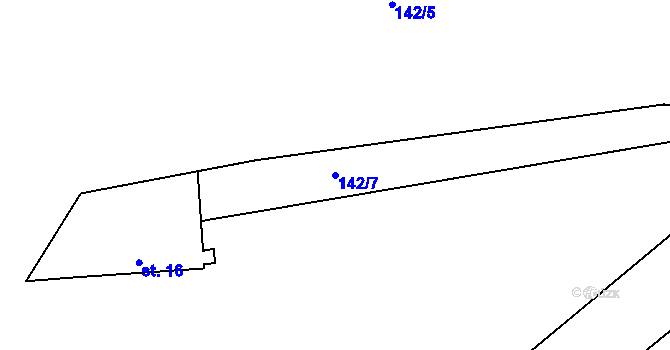 Parcela st. 142/7 v KÚ Otov u Hazlova, Katastrální mapa