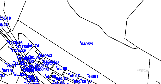 Parcela st. 640/29 v KÚ Hejná, Katastrální mapa