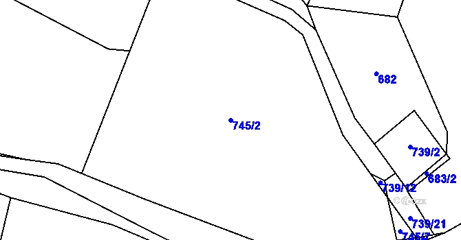 Parcela st. 745/2 v KÚ Hejná, Katastrální mapa