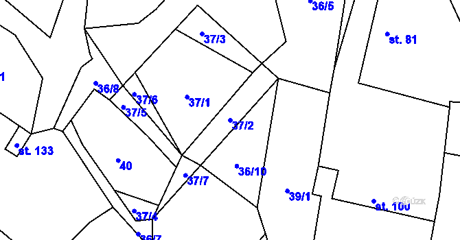 Parcela st. 37/2 v KÚ Hejná, Katastrální mapa