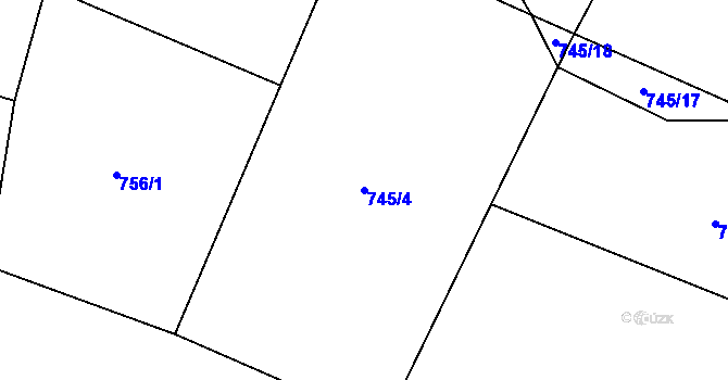 Parcela st. 745/4 v KÚ Hejná, Katastrální mapa