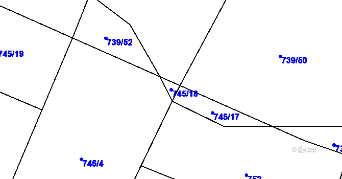 Parcela st. 745/18 v KÚ Hejná, Katastrální mapa