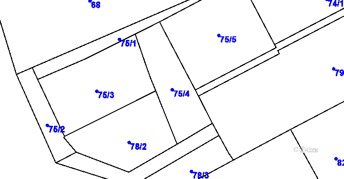 Parcela st. 75/4 v KÚ Hejnice, Katastrální mapa