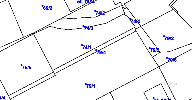 Parcela st. 79/4 v KÚ Hejnice, Katastrální mapa