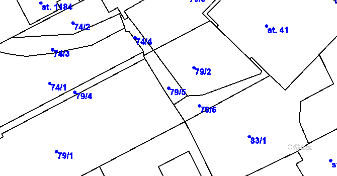 Parcela st. 79/5 v KÚ Hejnice, Katastrální mapa