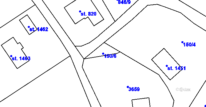 Parcela st. 150/6 v KÚ Hejnice, Katastrální mapa