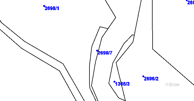 Parcela st. 2698/7 v KÚ Hejnice, Katastrální mapa