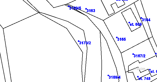 Parcela st. 3170/2 v KÚ Hejnice, Katastrální mapa