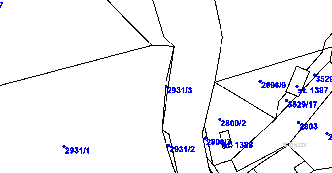Parcela st. 2931/3 v KÚ Hejnice, Katastrální mapa