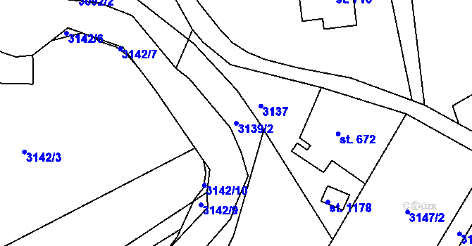 Parcela st. 3139/2 v KÚ Hejnice, Katastrální mapa