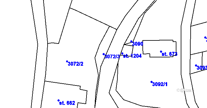 Parcela st. 3072/3 v KÚ Hejnice, Katastrální mapa