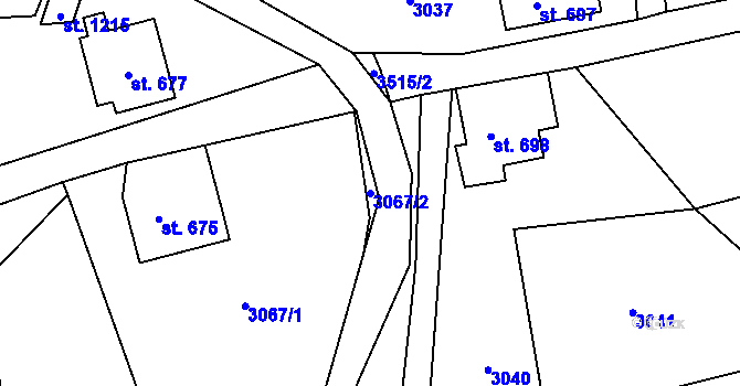 Parcela st. 3067/2 v KÚ Hejnice, Katastrální mapa